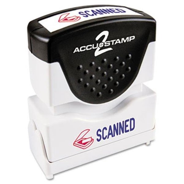 Consolidated Stamp Mfg Consolidated Stamp 035606 Accustamp2 Shutter Stamp with Anti Bacteria; Red-Blue; SCANNED; 1.63 x .5 35606